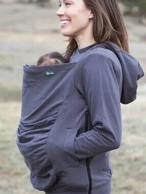 Boba Baby Wearing Hoodie Grey Size Medium